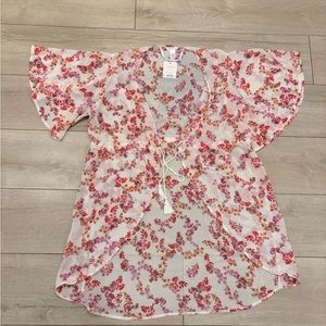 Lauren Conrad drawstring floral kimono cardigan